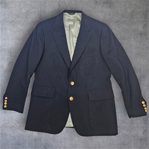 Polo‎ University Ralph Lauren Navy Blue Blazer Gold Buttons Career Size 41R Q77 - Picture 1 of 13